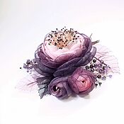 Украшения handmade. Livemaster - original item Blackberry Rum Brooch - Bouquet Purple Flowers Handmade Fabric. Handmade.