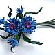 Brooch made of leather Corsage of cornflowers. Brooches. Shagree (Shagree). My Livemaster. Фото №4