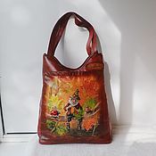Сумки и аксессуары handmade. Livemaster - original item Leather women`s bag with painting to order for Svetlana.. Handmade.