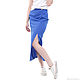 Skirt linen blue with a slit, Skirts, Tomsk,  Фото №1