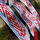 The Spiritual Power belt is white-red with a blue curly border. Belts and ribbons. ЛЕЙЛИКА - пояса и очелья для всей семьи. Online shopping on My Livemaster.  Фото №2