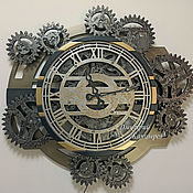 Дизайн и реклама handmade. Livemaster - original item The clock is huge on the wall with rotating gears. Handmade.