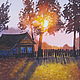Картина акварелью Вечер в деревне. Картины. Акварельные пейзажи. Ярмарка Мастеров.  Фото №4
