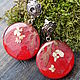  red with natural flowers, Earrings, Kazan,  Фото №1