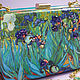 Клатч с вышивкой натуральными камнями Ирисы Ван Гога на цепочке. Клатчи. BronipatissOn - сказочные клатчи. Ярмарка Мастеров.  Фото №6