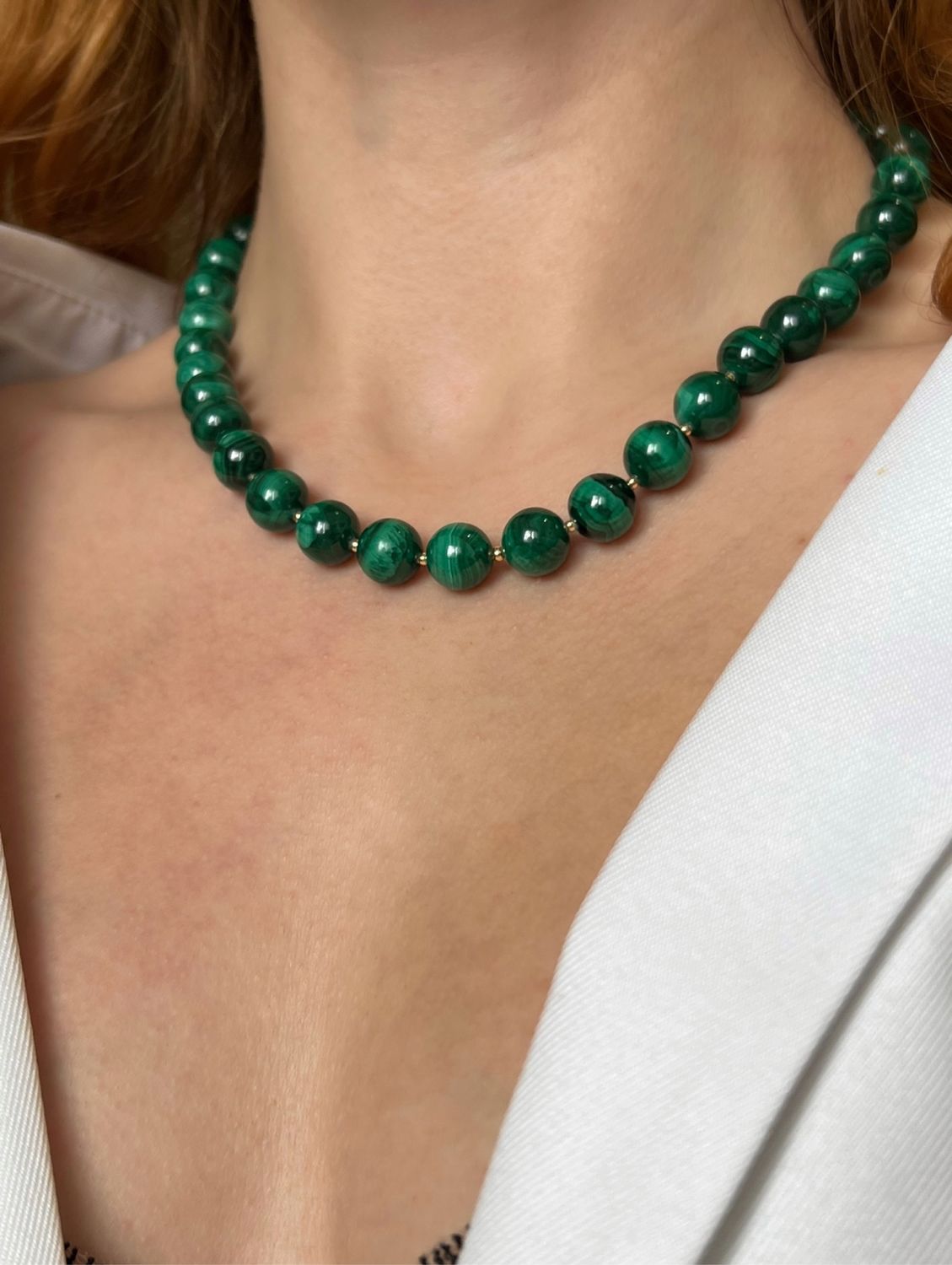 Бусы из натурального Малахита в позолоте купить в интернет-магазине ...