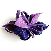 Украшения handmade. Livemaster - original item Very Peri Automatic Hair Clip Leather Flower Blue Purple. Handmade.