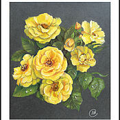 Картины и панно handmade. Livemaster - original item yellow roses. Pastel.24*30 cm. Handmade.