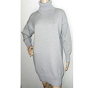 Одежда handmade. Livemaster - original item Dress knitted oversize Silver, 100% Merino. Handmade.