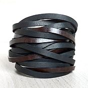 Украшения handmade. Livemaster - original item Black Leather Braided Bracelet, Wide Leather Bangle. Handmade.