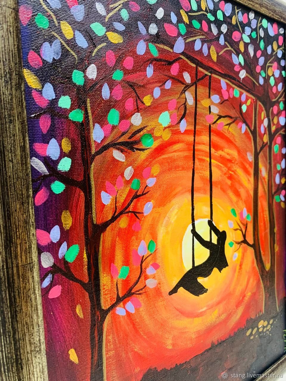 Картины: \"Девушка на качели\" купить в интернет-магазине Ярмарка ...