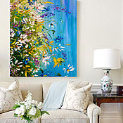 Картины и панно handmade. Livemaster - original item Oil painting with daisies and lilies. Painting with yellow lilies.. Handmade.