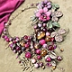 Cranberry Valley Sunrises. Necklace and flowers, natural stones and leather, Necklace, St. Petersburg,  Фото №1