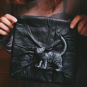 Сумки и аксессуары handmade. Livemaster - original item Shoulder Bag: 3D Cat Bag made of genuine leather. Handmade.