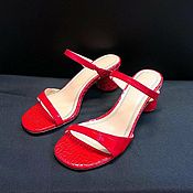Обувь ручной работы handmade. Livemaster - original item Crocodile leather sandals, in red!. Handmade.