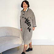 Одежда handmade. Livemaster - original item Knitted dress made of soft viscose with applique. Handmade.