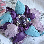 Украшения handmade. Livemaster - original item Fancy flower - brooch made of genuine leather Lilac mix. Handmade.