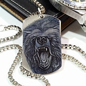 Украшения handmade. Livemaster - original item Pendant: Bear badge painted – men`s jewelry. Handmade.