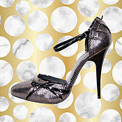 Винтаж handmade. Livemaster - original item Silver dress shoes made of genuine leather-embossed Python. Handmade.