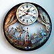 Clock Moscow unusual wall clock handmade Russian souvenir. Pictures. Original wall clocks. My Livemaster. Фото №6