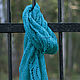 Openwork turquoise scarf, wool stole, Scarves, Lomonosov,  Фото №1