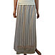 Long beige viscose skirt with lace on a soft belt with an elastic band, Skirts, Colmar,  Фото №1