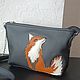 Women's leather bag.Clutch Bag with Fox applique black. Clutches. POLLI (cymoza). Online shopping on My Livemaster.  Фото №2