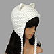 Hat with Cat ears knitted fluffy white female. Caps. Space Cat Knitting. Online shopping on My Livemaster.  Фото №2