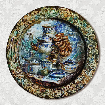 Картина маслом. У самоварчика. Натюрморт. . Картины и панно ручной работы - Ярмарка Мастеров Картины и панно ручной работы. Ярмарка Мастеров - ручная работа Картина маслом. У самоварчика. Натюрморт. Handmade.