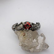Украшения handmade. Livemaster - original item Gothic silver ring with red garnet. Handmade.