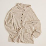 Одежда handmade. Livemaster - original item White cardigan with pockets jacket knitted raglan No. №22. Handmade.