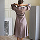Linen dress with a stand-up collar in dark beige color. Dresses. molinialife. My Livemaster. Фото №5