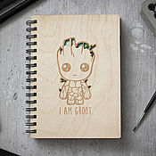 Канцелярские товары handmade. Livemaster - original item Wooden Notebook Groot. Handmade.