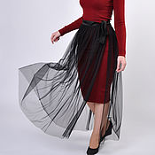 Skirt with asymmetrical flounces striped elegant