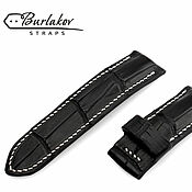 Украшения handmade. Livemaster - original item Black 28mm Crocodile Leather Watch Strap. Handmade.