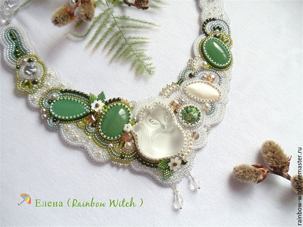 Handmade necklace.Beaded embroidery.Elena (Rainbow Witch). Fair Masters.

