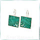 Earrings with malachite. Square large earrings. Earrings. ARIEL - MOSAIC. Online shopping on My Livemaster.  Фото №2