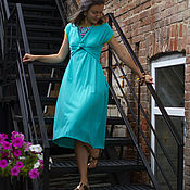 Одежда handmade. Livemaster - original item Knitted Turquoise Dress. Handmade.