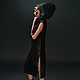 Black Hooded Midi Woolen Dress Linen Decorated Sleeveless Combi Dress, Dresses, Moscow,  Фото №1