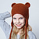 Вязаная шапка Мишка. Шапки. Woolcraft. Интернет-магазин Ярмарка Мастеров.  Фото №2
