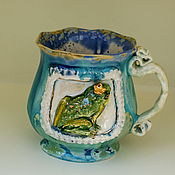 Посуда handmade. Livemaster - original item The frog Princess. Mug with decor.. Handmade.