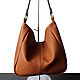 Camel light Brown leather Soft comfortable hobo bag, Sacks, Bordeaux,  Фото №1