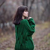 Одежда handmade. Livemaster - original item Jerseys: Sweater with large braids of the color of young grass oversize. Handmade.