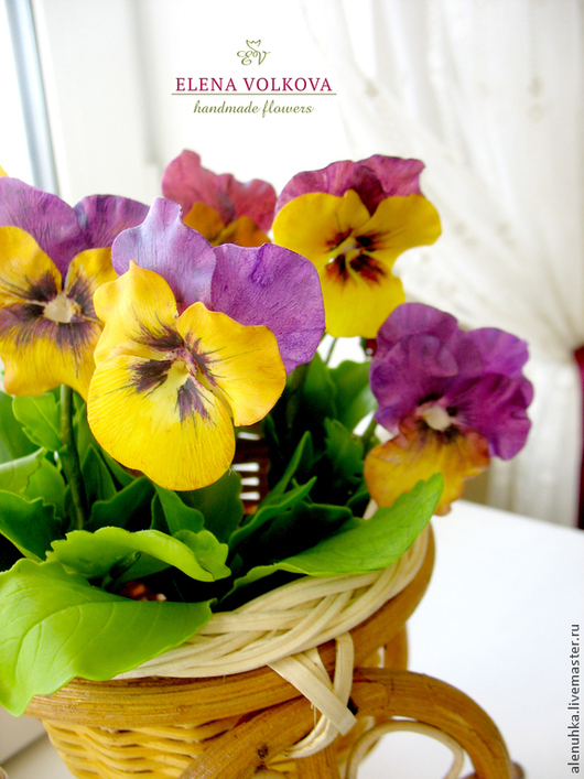 Интерьерные композиции ручной работы. Ярмарка Мастеров - ручная работа. Купить Букет анютиных глазок "Именины сердца".. Handmade.