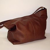 Маленькая сумочка. Клатч кожаный коричневый со строчками.clutch