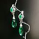 Элегантные Серебряные серьги ( кольцо)изумруды Боливия аметисEMERALD. Комплекты украшений. Lady Jane. Ярмарка Мастеров.  Фото №6
