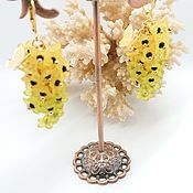 Украшения handmade. Livemaster - original item Earrings clusters of yellow green lemon Flowers long. Handmade.