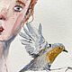 'Autumn, fragile' watercolor painting (portrait, birds). Pictures. Nadezda Perova. My Livemaster. Фото №6