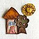 Brooch from leather "Joyful House", Brooches, Moscow,  Фото №1