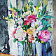 Картина Букет цветов с поталью маслом Подарок женщине, Картины, Самара,  Фото №1
